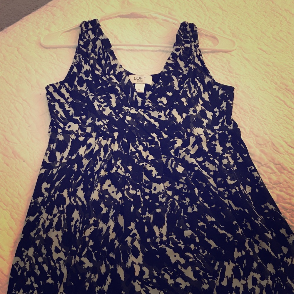 Loft petite patterned little black dress